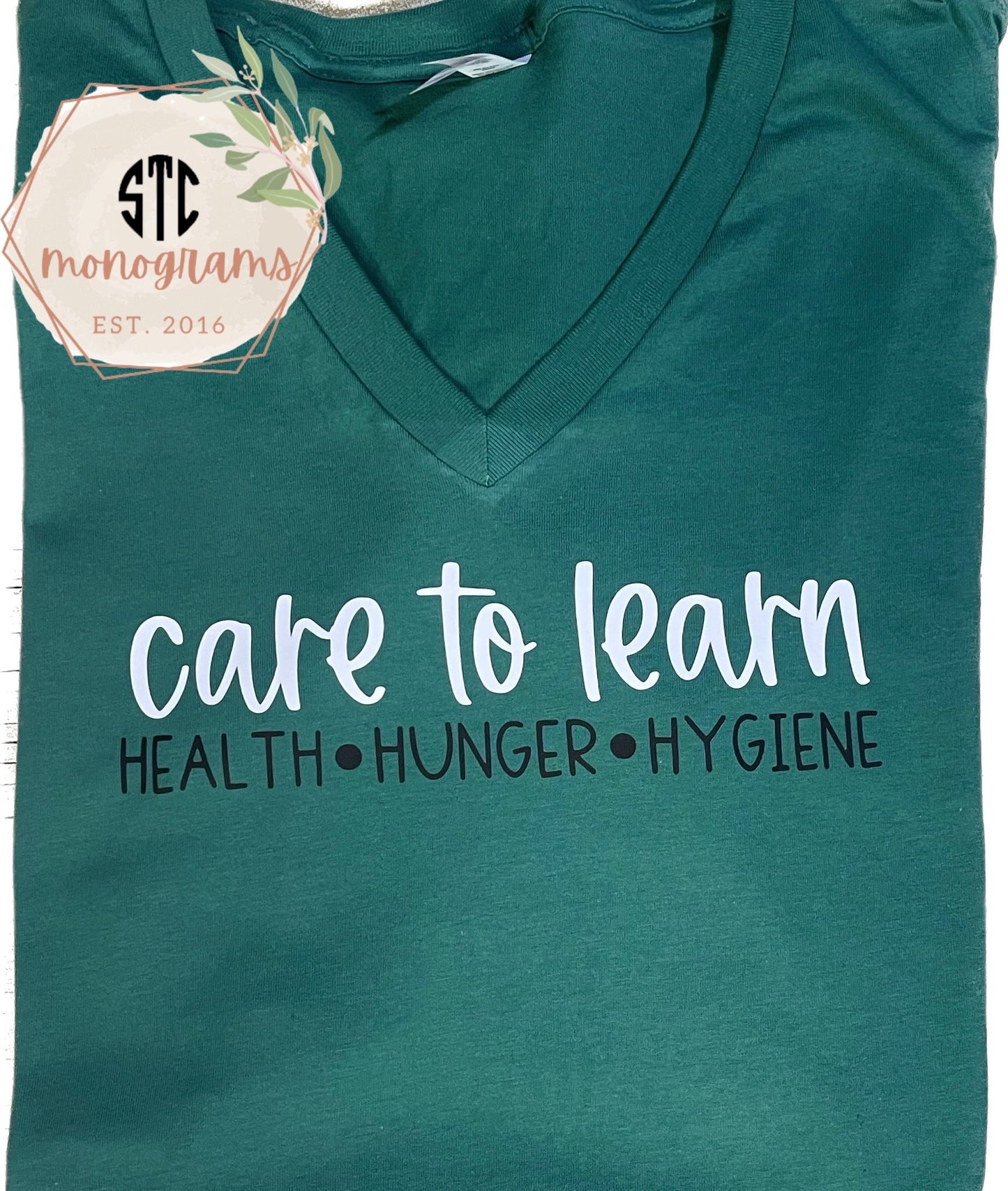 Care To Learn Unisex V Neck (Black Or Green)