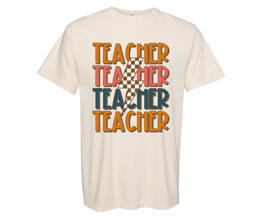 Teacher Stacked Checkered Bolt