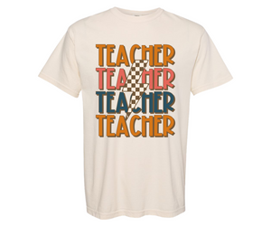 Teacher Stacked Checkered Bolt