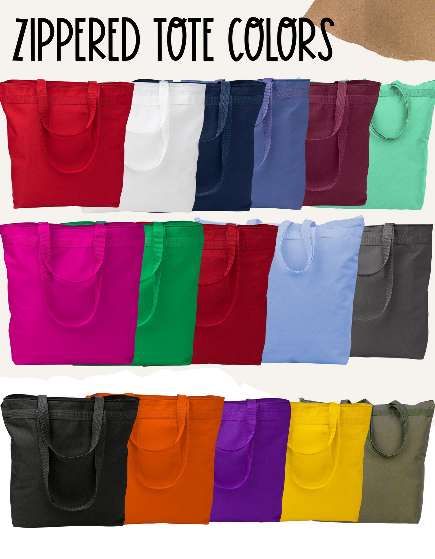 MYSTERY Large Zippered Tote