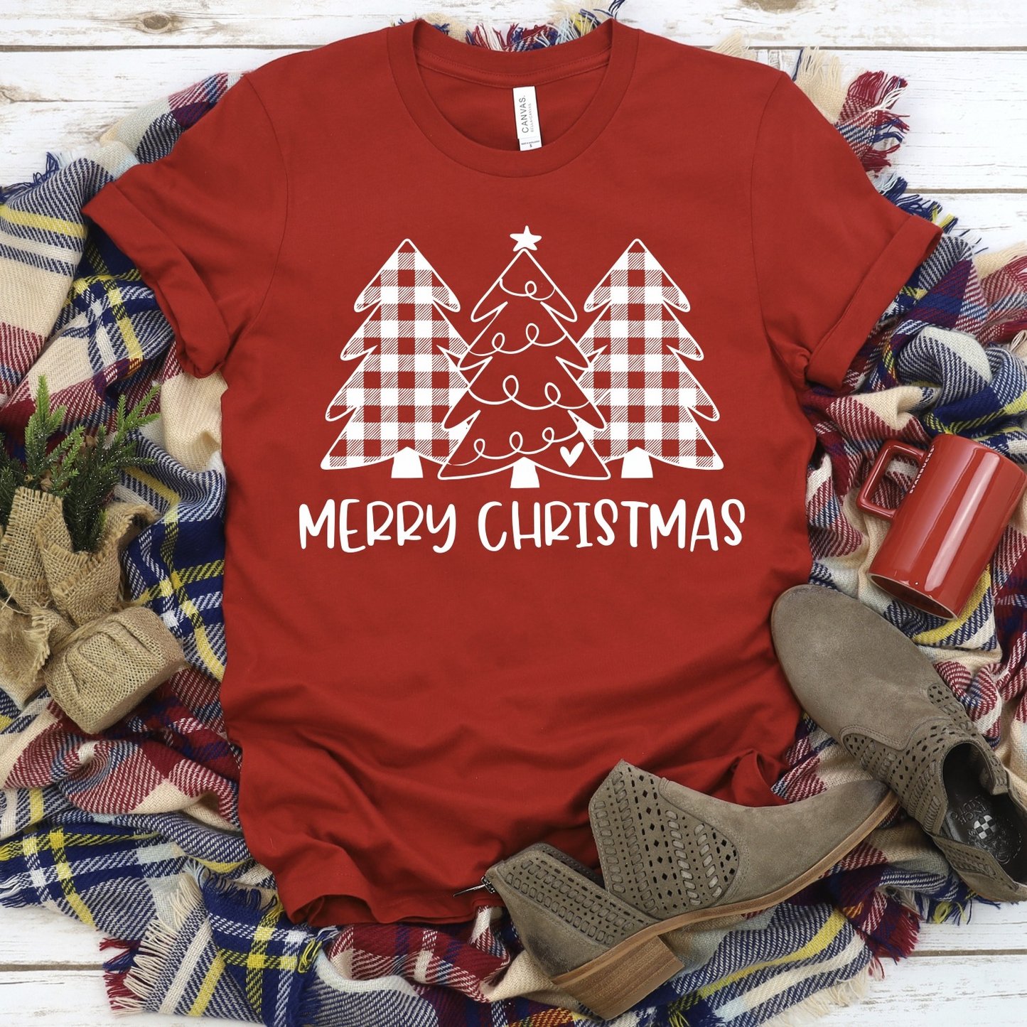 Merry Christmas Plaid 3 Trees