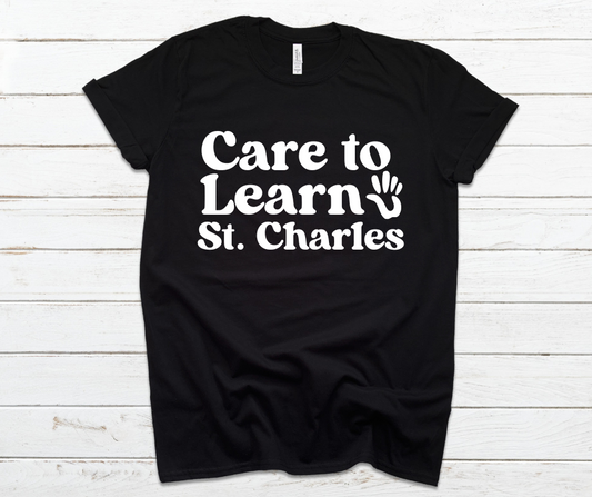 Care To Learn Retro Black Tee