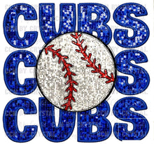 Load image into Gallery viewer, Cubs faux glitter embroidery
