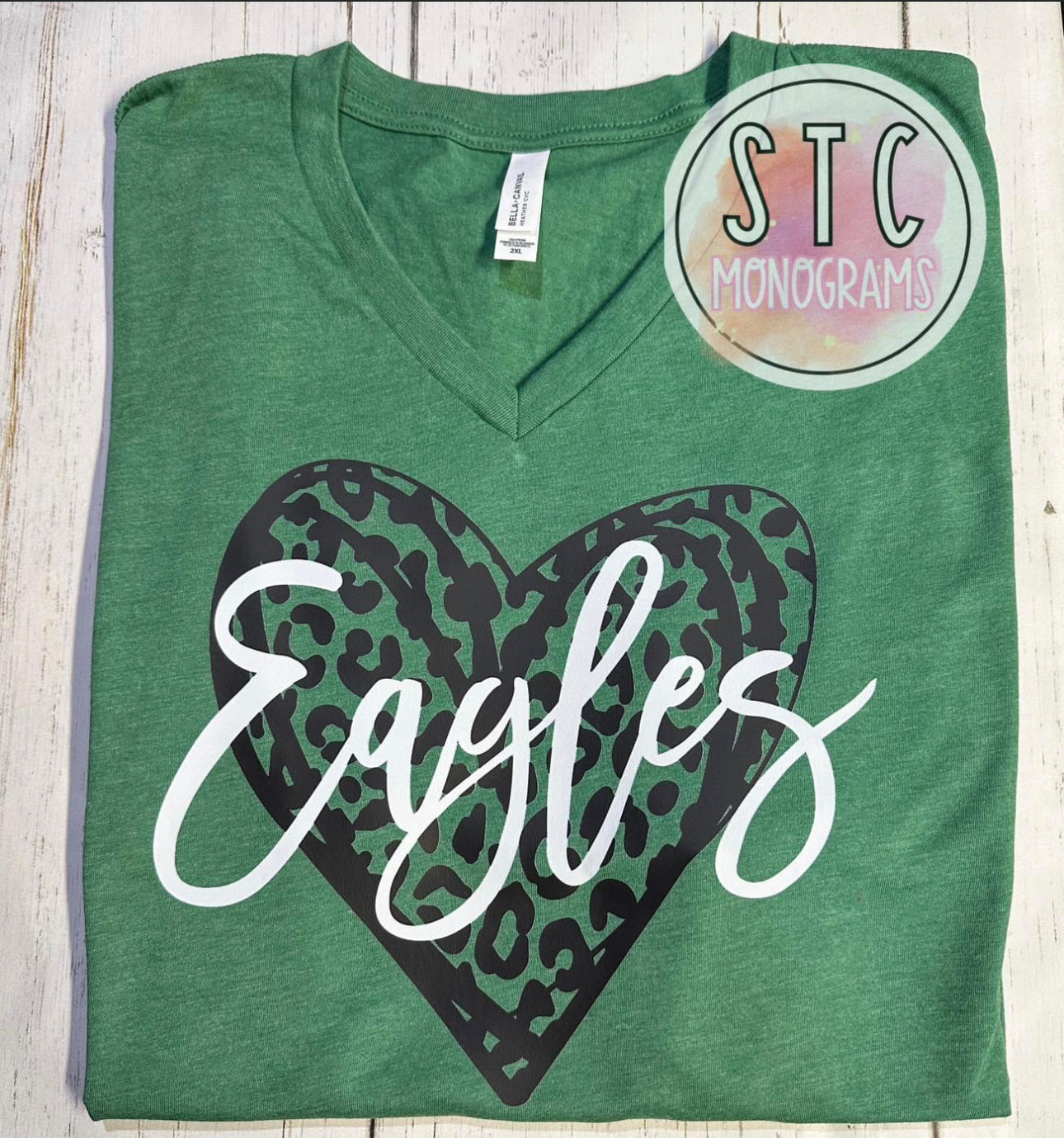 Eagles Leopard Heart V Neck