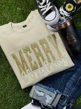 Load image into Gallery viewer, Merry Christmas Gold Glitter Embroidery Sweatshirt
