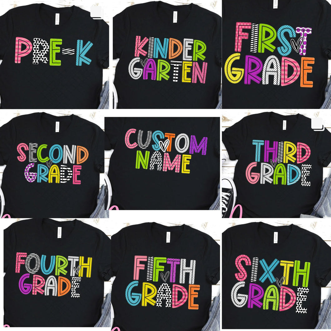 Neon Grades + Custom Name Long Sleeve