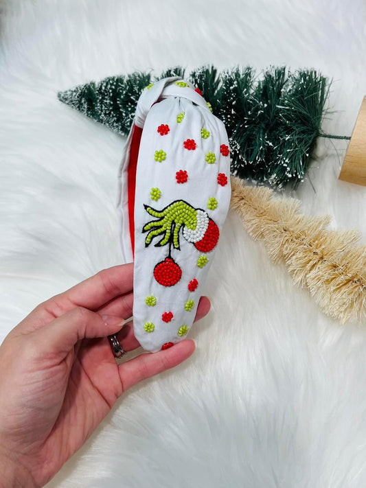 Grinch Beaded Headband