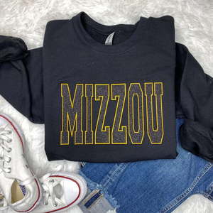 MIZZOU Glitter Embroidery Sweatshirt