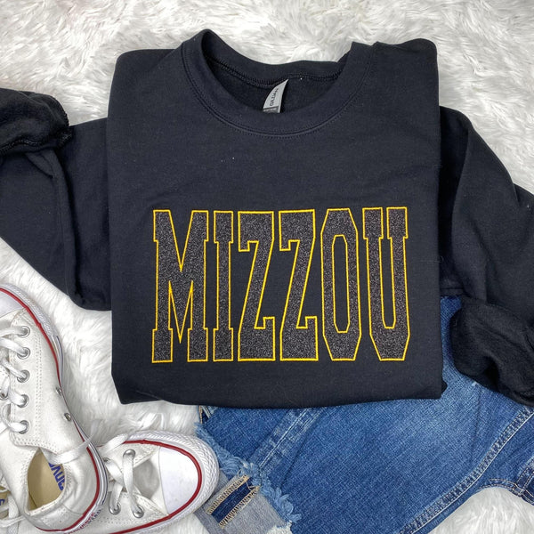 MIZZOU Glitter Embroidery Sweatshirt