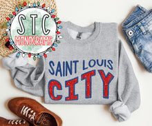 Load image into Gallery viewer, Saint Louis City Faux Embroidery Glitter Crewneck
