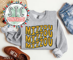 MIZZOU Faux Embroidery Glitter Crewneck