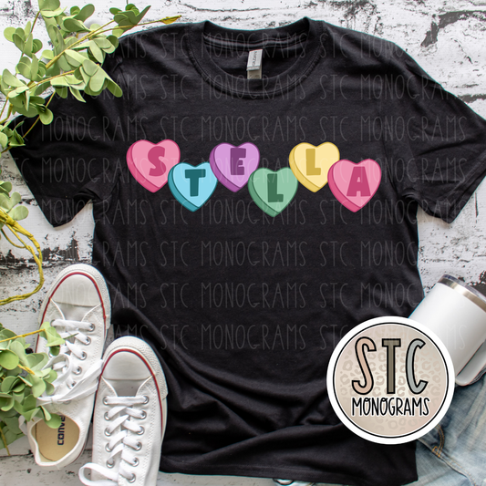 CUSTOM Name Hearts YOUTH Tee