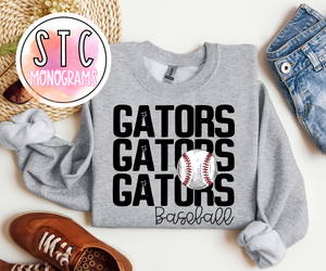 Gators Baseball Distressed- Crewneck Sweatshirt