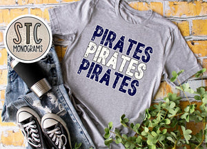 Pirates Distressed Stacked