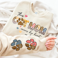 this Cat Mom heart on sleeve- LONG SLEEVE