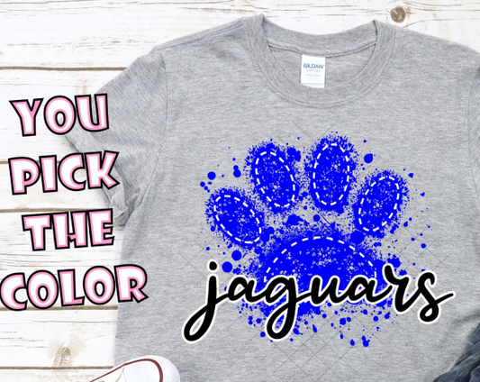 Jaguars Distressed Paw- Choose your COLOR