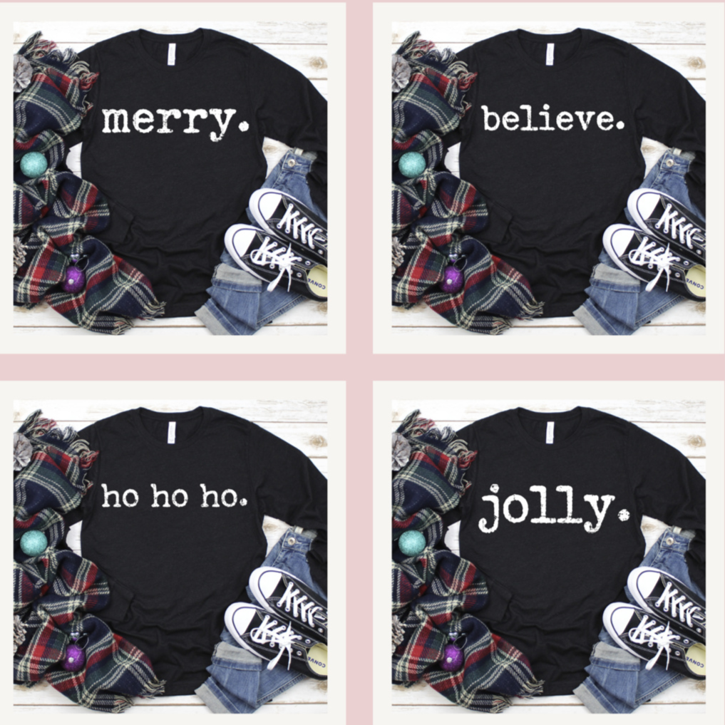 Distressed Holiday Words LONG SLEEVE