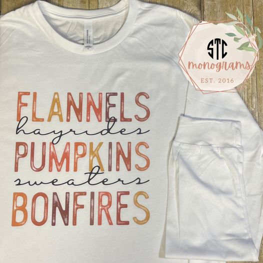 Flannels Hayrides Pumpkins Sweaters Bonfires LONG SLEEVE TEE