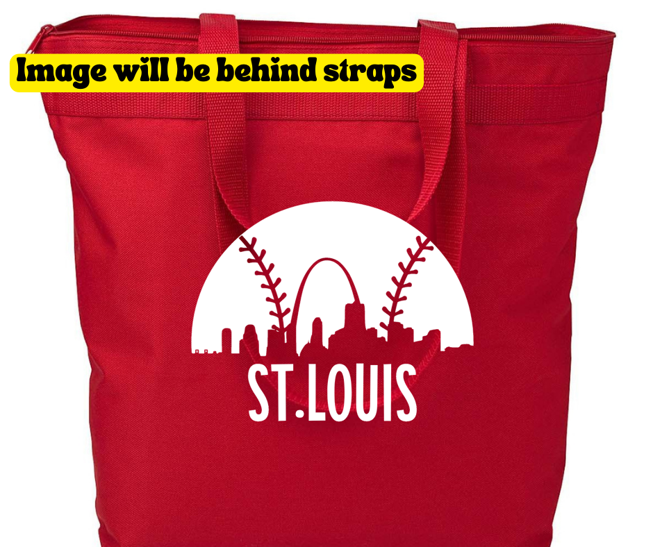 St. Louis Baseball Skyline- Large Zippered Tote