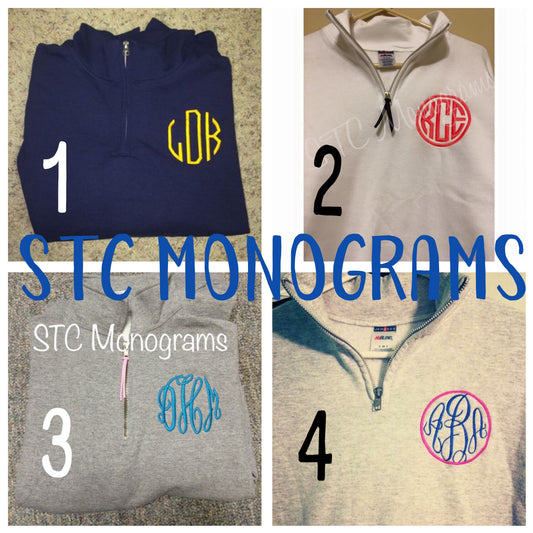 Monogrammed Quarter Zip