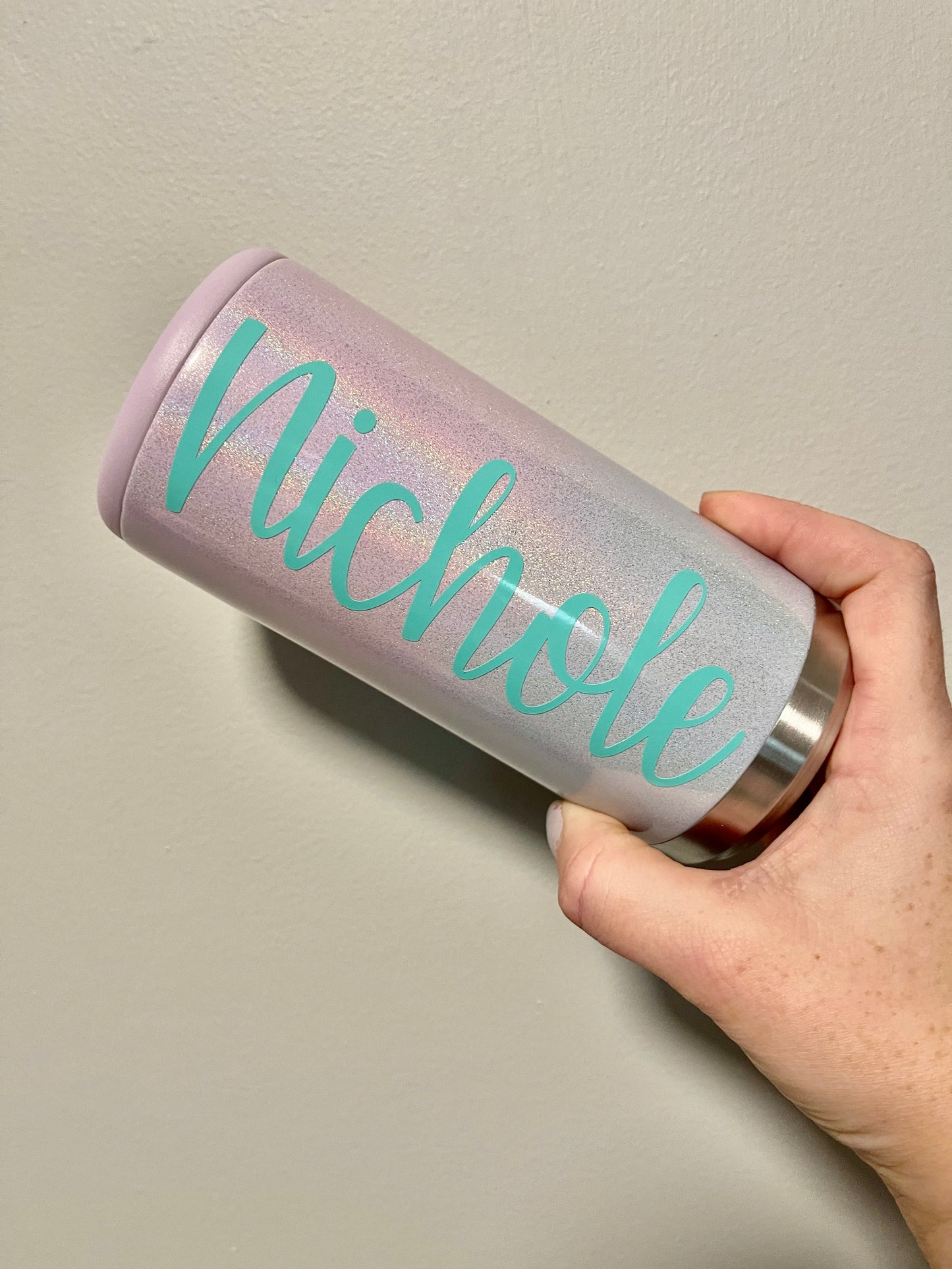 Skinny Can Cooler Cup- Ombre Mist Magic Sparkle