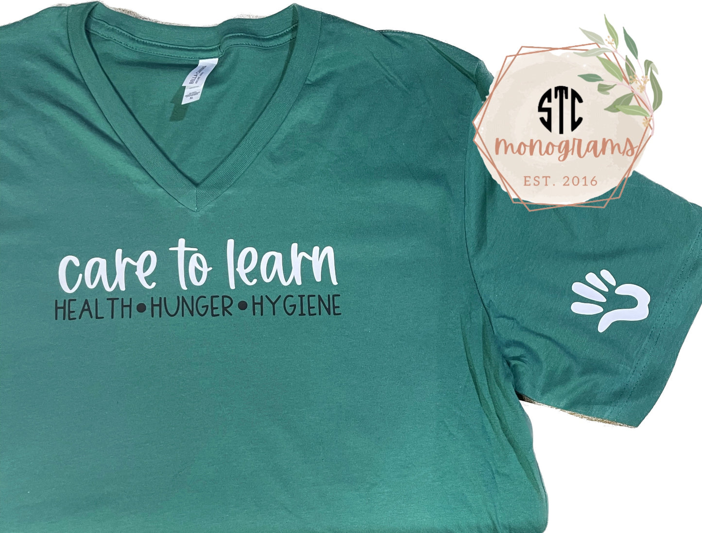 Care To Learn Unisex V Neck (Black Or Green)