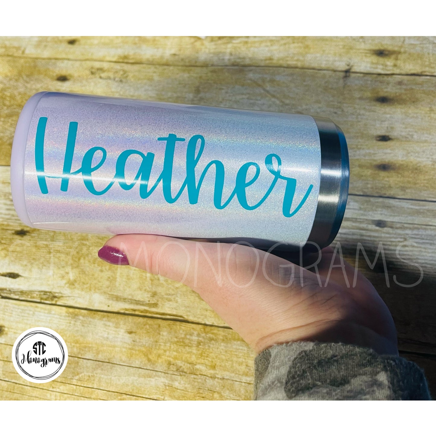Skinny Can Cooler Cup- Ombre Mist Magic Sparkle