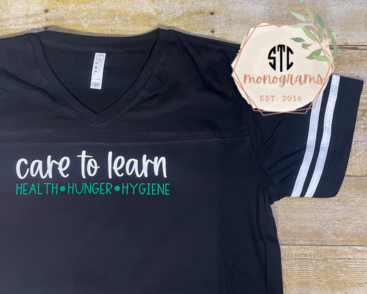 Care To Learn- Ladies Baseball Tee ALL DESIGNS