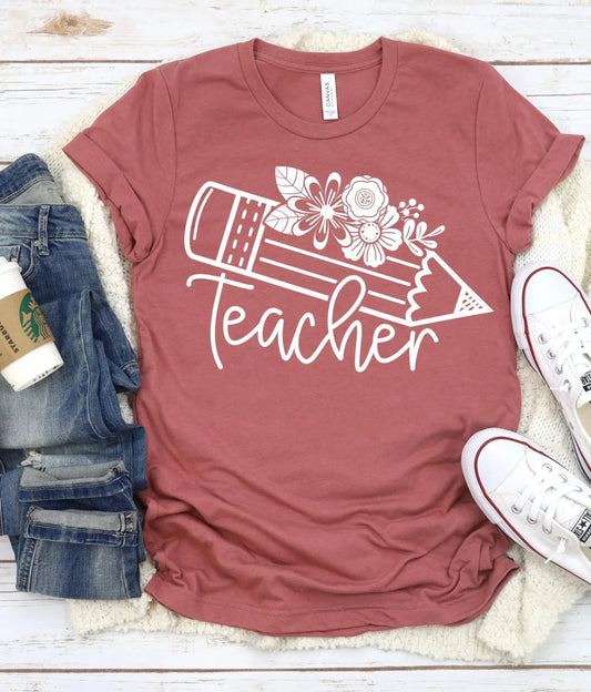 Teacher Floral Pencil