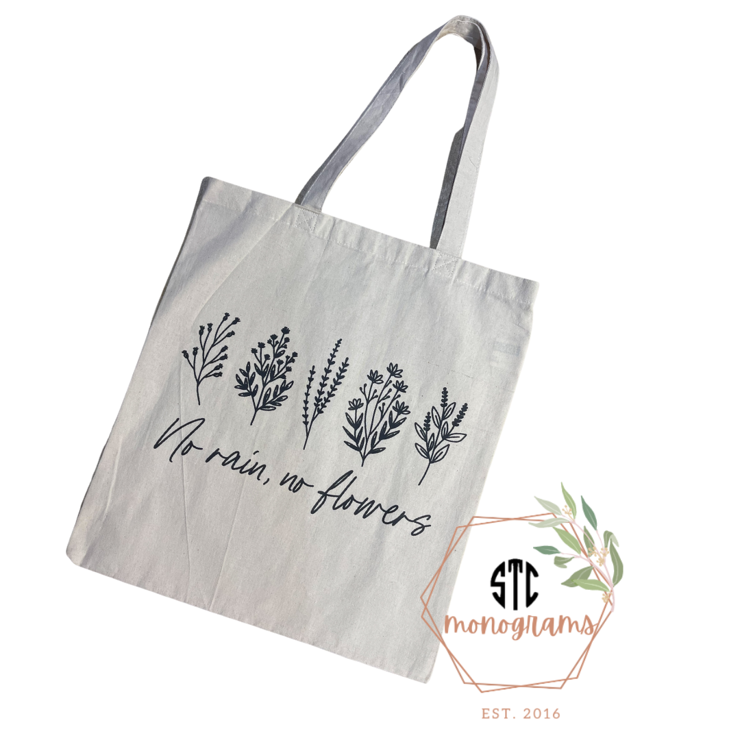 No Rain No Flower Canvas Bag Tote