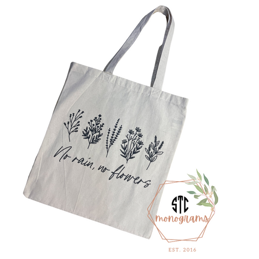 No Rain No Flower Canvas Bag Tote