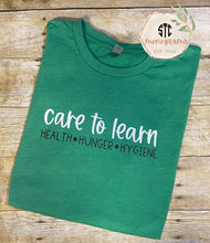 Load image into Gallery viewer, Care To Learn Unisex Heather Kelly Green Tee
